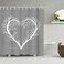 RyounoArt Tree of Life Shower Curtain Fabric White Heart Shaped Tree Branch Bathroom Decor Romantic Love Gray Curtain Waterproof with Hooks 72"x72