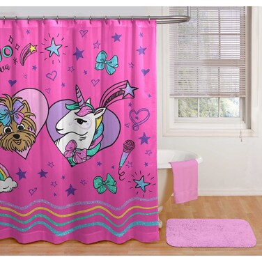 Jojo Siwa Bath Bathroom Shower Curtain &amp; Hook Set