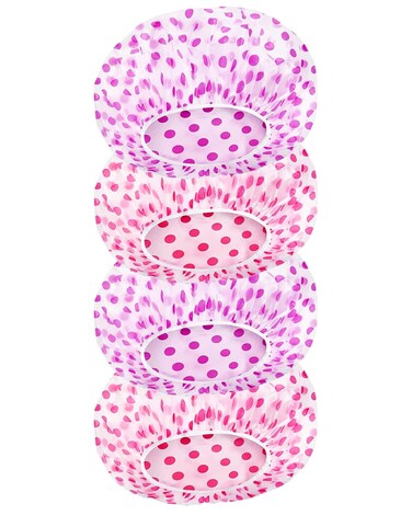 Jeufond Shower Cap, Shower Caps for Women Reusable Waterproof, 4 Pcs Shower Caps (Red/Purple)