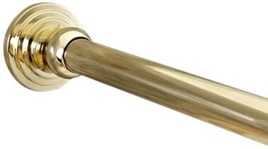 Dynasty Hardware DYN-SR60-PB 1-Inch Diameter Shower Curtain Rod And Mounting Brackets, 60-Inch, Polished Brass