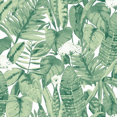 Tempaper Jungle Green Tropical Removable Peel and Stick Wallpaper, Two-Pack, 20.5 in X 16.5 ft, Made in the USA