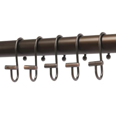 Oil Rubbed Bronze Shower Curtain Rings Heavy Duty Rustproof Stainless Steel Shower Curtain Hooks Rings, Set of 12