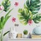 Tropical Flower Palm Leaf Wall Stickers - Tropical Leaves Decals - Foliage Monstera Wall Decal - Jungle Theo Leaf Decals - Banana Greenery Vinyl D&Atilde;&copy;cor Cling with Gift