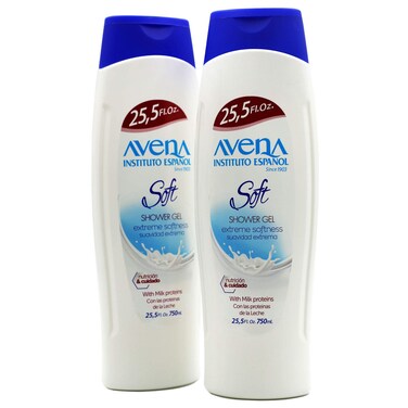 Avena Instituto Espa&Atilde;&plusmn;ol Soft Shower Gel, Extreme Softeness, with Milk Proteins, 2-Pack of 25.5 FL Oz each, 2 Bottles
