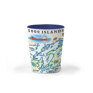 Xplorer Maps 1000 Islands Map Ceramic Shot Glass, BPA-Free - For Office, Home, Gift, Party - Durable and holds 1.5 oz Liquid