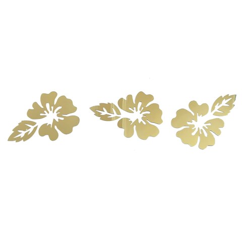 DIY Flower Leafs Wall Decal Decor Acrylic Mirror Wall Stickers 3D Wall Art Mural for Bedroom Living Room Modern Home Decorations Gold
