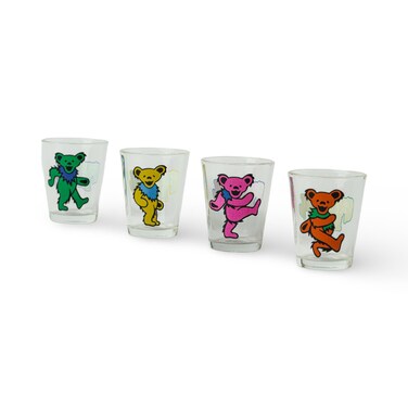 ICUP Grateful Dead Dancing Bears 4 Piece Shot Glass Set