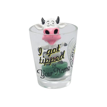 Lipco Cow Tipping Shot Glass, Glass and Plastic, 1.2 Oz, Glassware and Drinkware, Clear, 16964