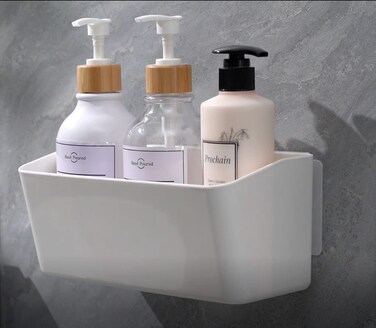 LADYBEE7LES Bath Shelve, Adhesive Shelf Shower Caddy Bathroom Organizer, No Drill Wall Mounted Shower Caddy Basket Plastic&iuml;&frac14;&OElig;White Storage Rack for Bathroom/Kitchen