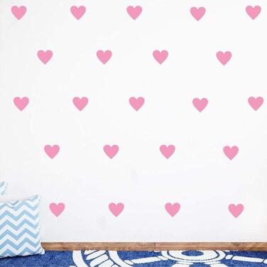 Set of 96 Pieces 2" Heart Wall Decor Sticker DIY Children's Wall Decor Decals Removable Vinyl Kids Room Baby Boys Grils Bedroom Wall Sticker YYU-19(Fuchsia Pink)