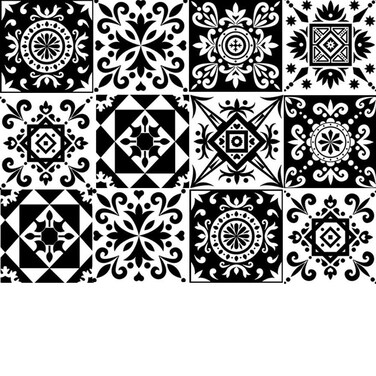 Kakofaci Black and White Tile Wall Stickers 12 Pcs (6X6 in) Kitchen and Bathroom Backsplash Decorative Stickers Removable Waterproof Decals Peel and Stick