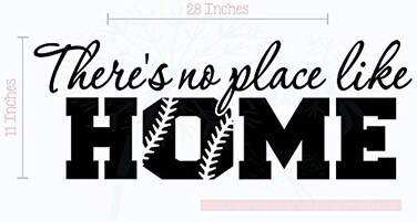 Bedroom D&Atilde;&copy;cor No Place Like Home Softball Wall Decals Vinyl Lettering Art 28x11-Inch Blk