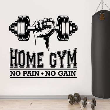 Home Gym Decal Art Wall Vinyl Sticker for Fitness Bodybuilding Sport Decal Rooms Decor Gymnasium Decoration Room Decor Wallpaper Design YMX74 (57x52cm, Black)