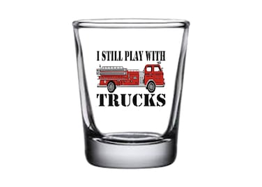 Rogue River Tactical Funny Firefighter Still Play With Fire Trucks Shot Glass Gift For Fire Fighter Firefighter FD Fire Department
