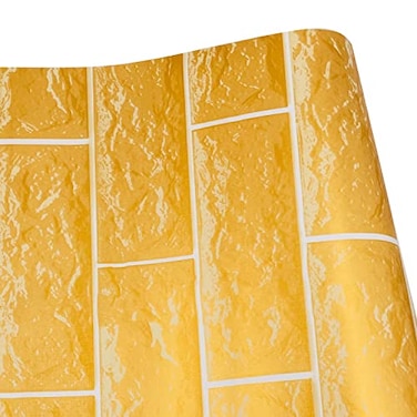 Yifasy 29.5 feet Roll Gold Bricks Shelf Liner Self-Adhesive Wallpaper Yellow Drawer Cover Paper Wall Furniture Protect Film (L-354.3x17.7 Inch)