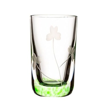 Biddy Murphy Irish Gifts Etched Shamrock Shot Glass, Elegantly Hand Blown, Lucky Emerald Green Detailed Solid Base, Made in Ireland 2 oz