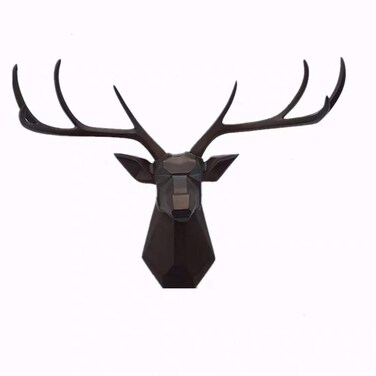 Deer Head Wall Decor - Faux Taxidermy Animal Head Wall Art - Geometry Deer Head Home Decor,8 Point Buck Deer Head Bust Wall Hanging (Black, 27.5''Wx20''H)