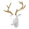 Faux Deer Head Wall Decor, White Fake Furry/Felt/Velvety Resin Deer Head with Gold Antlers for Home/Bar/Office, Size 16" x 12.5" x 7.5" by Smarten Arts
