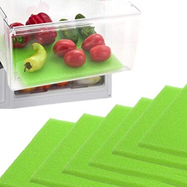 Dualplex Refrigerator Liners Washable   6 Fridge Drawer Liners Mats   13"x10.5" Shelf Liner Reusable   Sponge Keeps Produce Fresh Longer   Fruit &amp; Veggie Life Extender   Air Circulating (6 Pack)