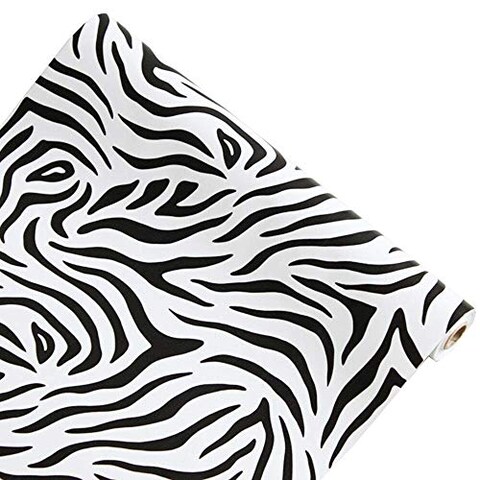 PoetryHome Self Adhesive Vinyl Zebra Stripe Wall Paper Shelf Liner Drawer Cabinets Dresser Crafts Sticker 17.7x117 Inches