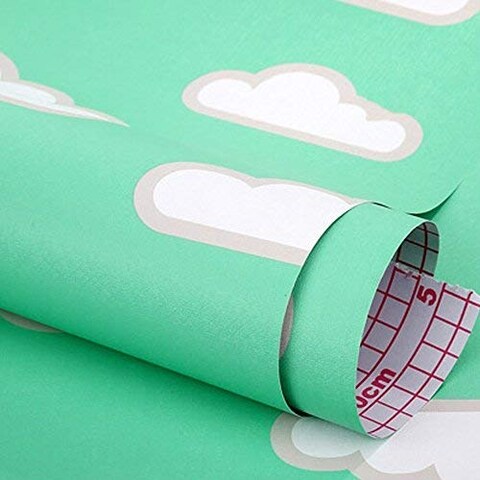 ZAMNEA 17.8 x 78 Inches Self-Adhesive Shelf Liner, Self-Adhesive Shelf Liner Dresser Drawer Paper Wall Sticket Home Decoration, White Cloud
