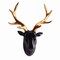 SAC SMARTEN ARTS Animal Head Wall Decor, Glossy Black Faux Resin Deer Head with Gold Antlers for Wall Mount Decoration, Size 10&quot; x 5&quot; x 12