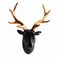 SAC SMARTEN ARTS Animal Head Wall Decor, Glossy Black Faux Resin Deer Head with Gold Antlers for Wall Mount Decoration, Size 10" x 5" x 12