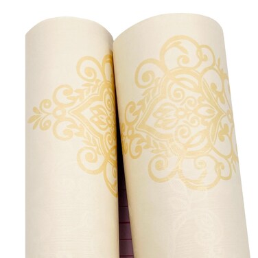 Yifasy 3 Meter(118 inches) Retro Beige Damask Self Adhesive Shelf Drawer Liner PVC Contact Paper Valentine's Day Gift