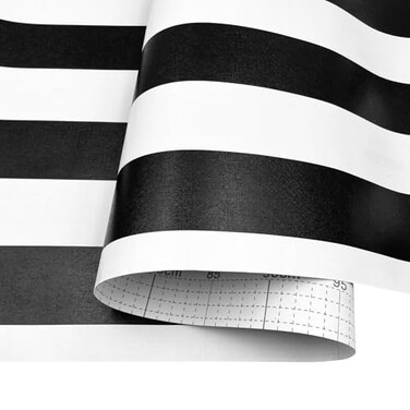 SimpleLife4U Black and White Stripe Self-Adhesive Shelf Liner Contact Paper 17.7 Inch By 9.8 Feet