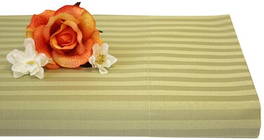 Perthshire Platinum Collection King 360 Thread Count Cotton Rich Stripe Sateen Set with Solid Hem, Extra Soft-Breathable &amp; Cool Sheets-Hypoallergenic, Celery