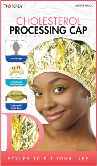 DONNA Cholesterol Processing Cap Hair Heat Cap for Deep Conditioning, Heat Cap for Hair Treatments, Processing Cap for Hair Gold