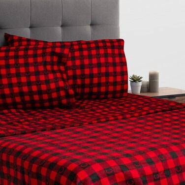 Bedding Bed Sheet 4 Piece Queen Breathable Hotel Cozy Comfy Hypoallergenic Microfiber - Deep Pockets - Wrinkle, Fade Shrinkage Resistant - Sheets &amp; Pillowcases Buffalo Plaid,Red