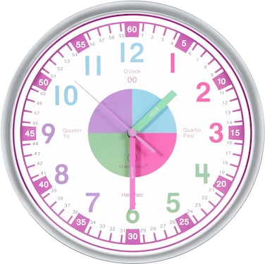 OWLCONIC Telling Time Teaching Clock for Kids Clock - Analog Clock for Kids Bedrooms Playroom Homeschool Decor, School Classroom Learning Clock, Educational Clocks for Kids Learning to Tell Time