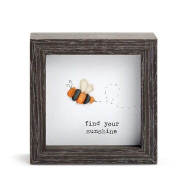 DEMDACO Sharon Nowlan Find Your Sunshine Dark Woodgrain 4 x 4 Wood and Glass Shadow Box