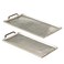 Grand Hotel Serving Trays, Set of 2, Brilliant Craft Finish, Hand Cast Silver Aluminum, 21.75 and 18.5 Inches, Pads on Bottom,Rectangles