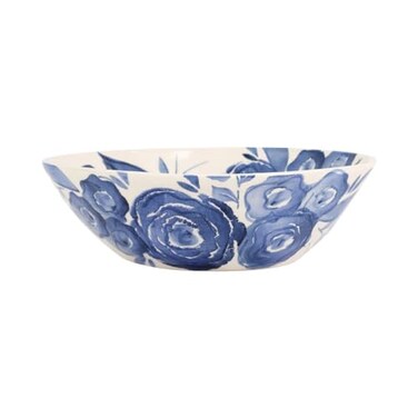 Vietri Blue Camellia Shallow Serving Bowl - 11.25"x3.5" Ceramic Italian Food Server Dish Dinnerware