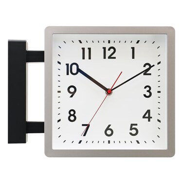 BESTIME 66295A Double Sided Plastic Wall Clock with Black Frame.Simple Design Classic Station Clock,Quiet,Suitable for Home,Office,Living Room.