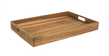 Lipper International Teak Wood Large Serving Tray with Cutout Handles, 20-1/2" x 13-3/4" x 2-2/5