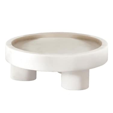 Santa Barbara Design Studio Marble Serving Tray Stone Round Footed Tray, 10" Dia x 3.5" H, White