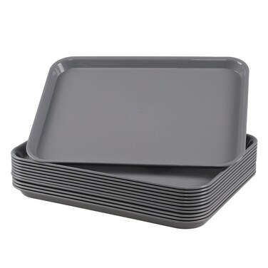 Yarebest 12-Pack Plastic Fast Food Service Trays, Rectangular Cafeteria Tray