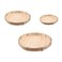 3 Pieces Handmade Bamboo Woven Basket Tray, Farmhouse Flat Round Fruit Food Storage Basket Shallow Tray