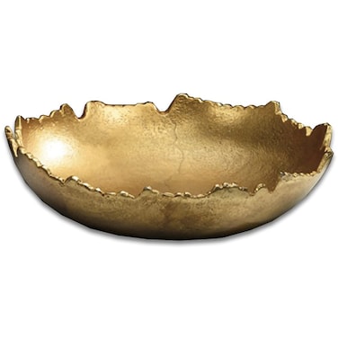 IHI EST. 1986 India Handicrafts Golden Torn Texture Round 9 inch Aluminum Serving Bowl