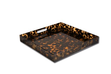 VIDA Acrylic Tortoise Large Square Tray with Handles