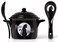 Pacific Giftware Feeling Hungry Soup Bowl With Serving Spoon, 5.91-Inch Width, Black