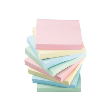 Sticky Notes Self-Stick Notes - 12 Pads/Pack 100 Sheets/Pad - 3 in x 3 inches - Adhesive Notes - Assorted, (Pastel)