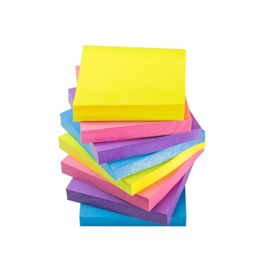 Sticky Notes Self-Stick Notes - 12 Pads/Pack 100 Sheets/Pad - 3 in x 3 inches - Adhesive Notes - Assorted, (Extreme)