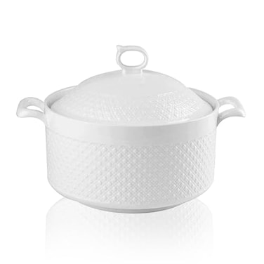 SOOMILE Ceramic Soup Tureen With Lid Lovely Serving Tureens With Lid , White, Round, 3.6L