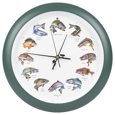 Mark Feldstein Splashing Gamefish Hourly Fishing Sounds Wall/Desk Clock, 8 Inch