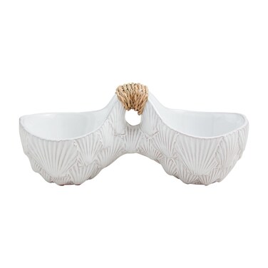 Mud Pie Sea Double Serving Dish, 2 1/2" x 10", WHITE
