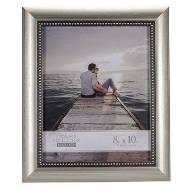 Malden International Designs 8x10 Beaded Picture Frame Champagne Finish, 2306-80, Pewter
